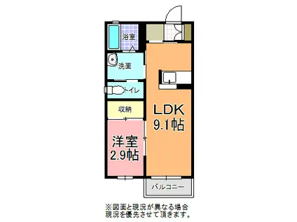 ミラージュキャッスル(1LDK/2階)の間取り写真