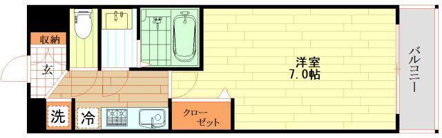 LUXE西長堀(1K/6階)の間取り写真