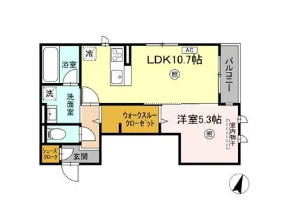 レーヴ・ウェル松代(1LDK/2階)の間取り写真