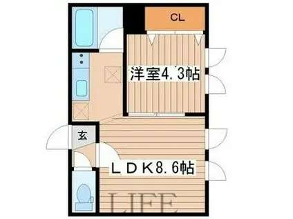 ハイツさくら弐番館(1LDK/3階)の間取り写真