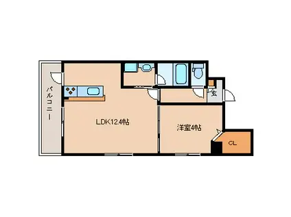 メルベーユ立花2(1LDK/5階)の間取り写真