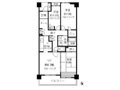 コーポレート小金井梶野通2号棟コーポレートコガネイカジノドオリニゴ(3LDK/5階)の間取り写真