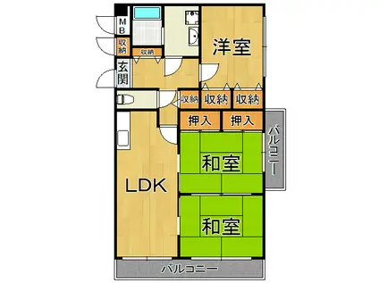 グランドゥール平井(3LDK/2階)の間取り写真