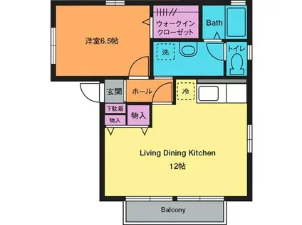 ジュネスソレーユ(1LDK/1階)の間取り写真