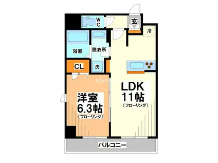 JE GLYCINE 寿町(1LDK/8階)の間取り写真