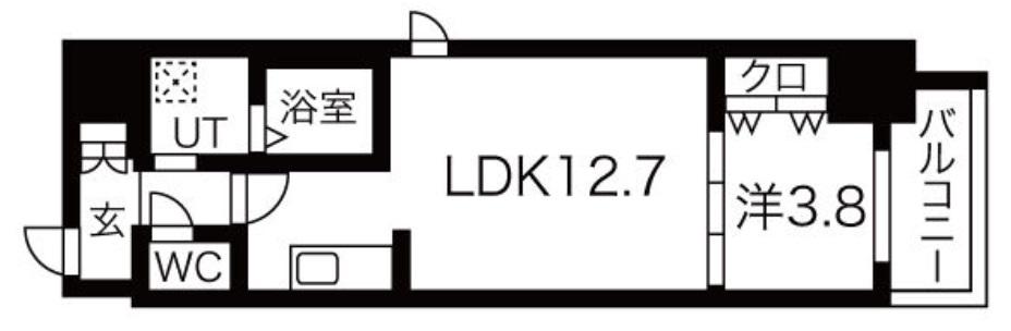 ラクラス堺筋本町(1LDK/3階)の間取り写真