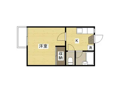 はねおキッタカA棟(1K/2階)の間取り写真