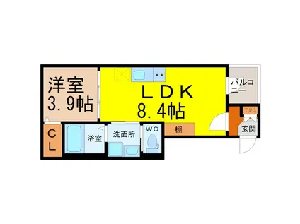 サニーガーデン黄金(1LDK/3階)の間取り写真