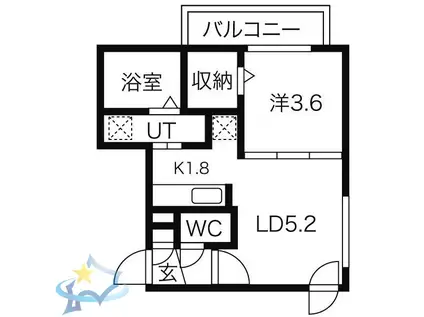 BLANC BONHEUR SOEN(1DK/3階)の間取り写真