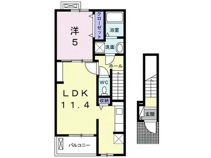 ヴァイオレット レジデンス(1LDK/2階)の間取り写真