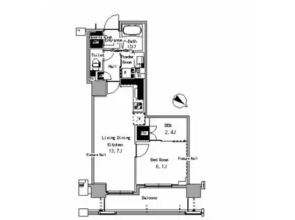 パークアクシス日本橋浜町(1LDK/10階)の間取り写真