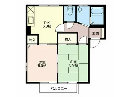 フレグランス白樺(2DK/2階)の間取り写真