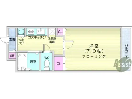 スターライト台原(1K/4階)の間取り写真