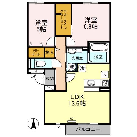 ファミール A棟(2LDK/3階)の間取り写真