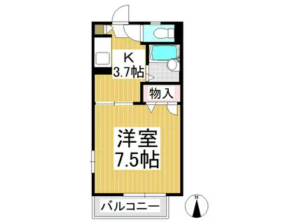 フェアリーミサキB棟(1K/1階)の間取り写真
