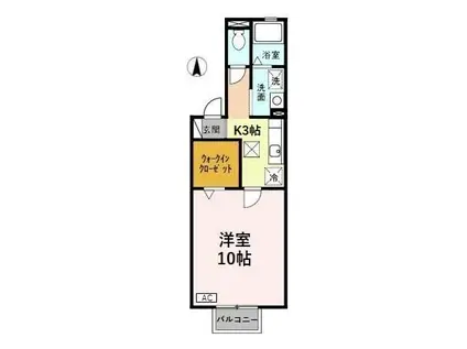 ジョリ・セジュール元菊II(1K/1階)の間取り写真