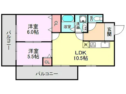 レインボー豊里(2LDK/7階)の間取り写真