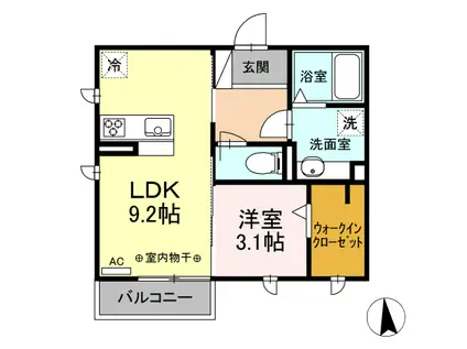 F・FIFTY(1LDK/1階)の間取り写真