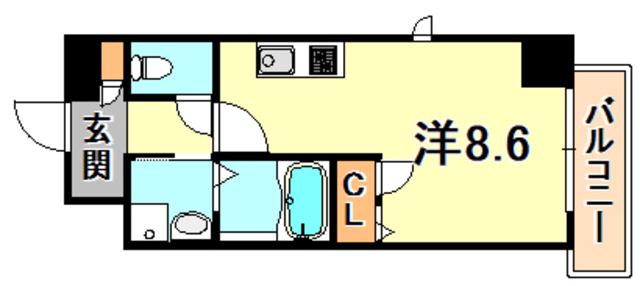 ONLYONE灘南通(1K/6階)の間取り写真