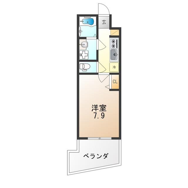 ヴィラ白川(1K/1階)の間取り写真