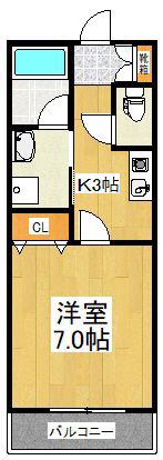クラージュリヴ(1K/2階)の間取り写真