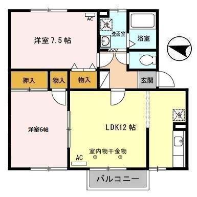 グランディールM(2LDK/1階)の間取り写真