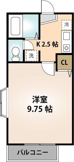 ジュネスOZEKIII(1K/2階)の間取り写真