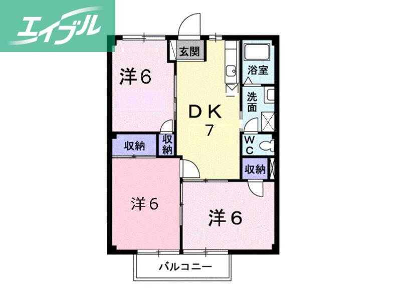 ニューシティ黒崎(3DK/2階)の間取り写真