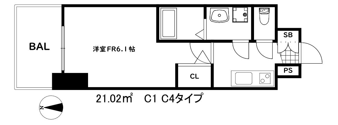 エスリード神戸兵庫駅ミッドポート(1K/3階)の間取り写真