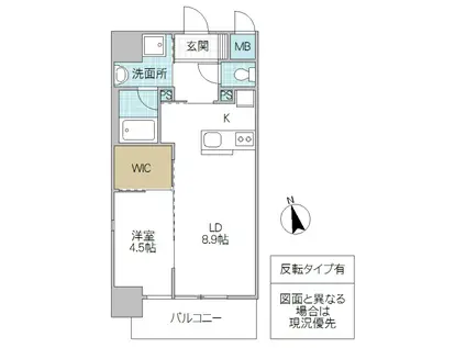 プロシード水戸3(1LDK/11階)の間取り写真