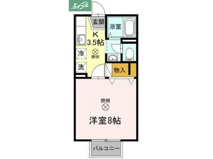 メゾンたちばなA棟(1K/2階)の間取り写真