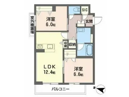 SHAMAISON 栄蔵(2LDK/3階)の間取り写真