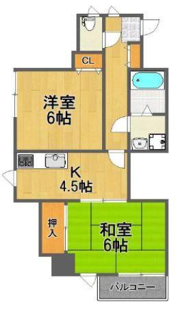 プラーズ追分(2K/4階)の間取り写真