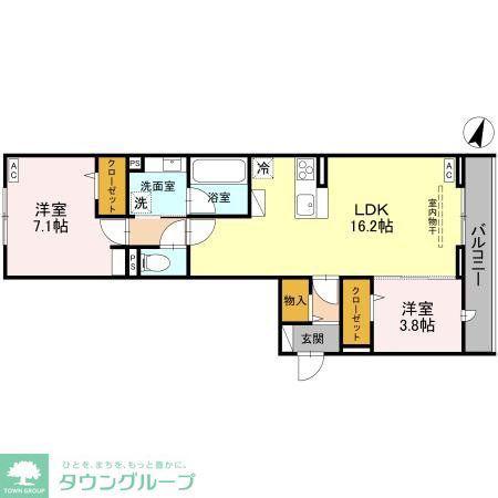 NOBLE RAFFINER 戸塚東(2LDK/3階)の間取り写真