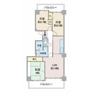 ウェルフォート幸川(3LDK/9階)の間取り写真
