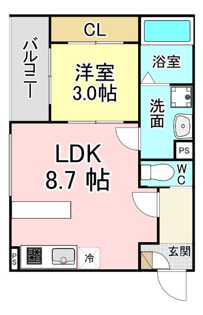FIKA戸畑(1LDK/1階)の間取り写真