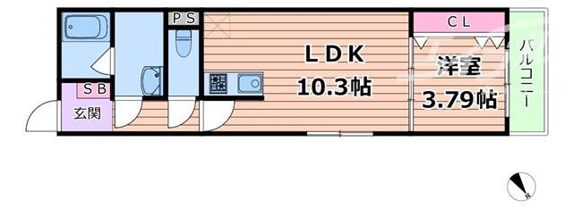 NEXRISE 日の出 ドロップショット日の出(1LDK/3階)の間取り写真