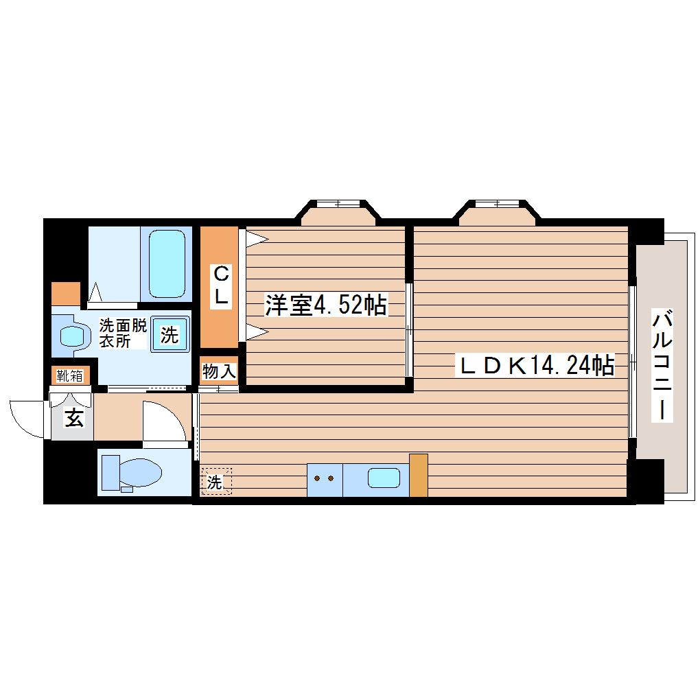 西多賀パークビル(1LDK/4階)の間取り写真