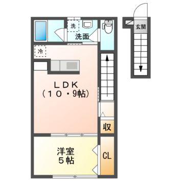 シャインアーチE(1LDK/2階)の間取り写真