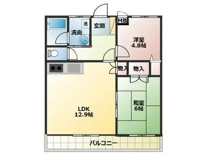 グレース川口(2LDK/2階)の間取り写真