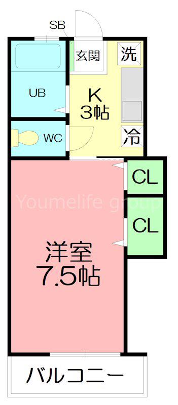 アルシオーネ(1K/1階)の間取り写真