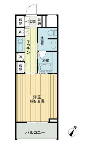 クロスレジデンス白金高輪(1K/2階)の間取り写真