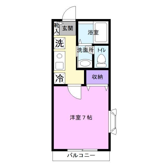 グランヴェルデ(1K/1階)の間取り写真