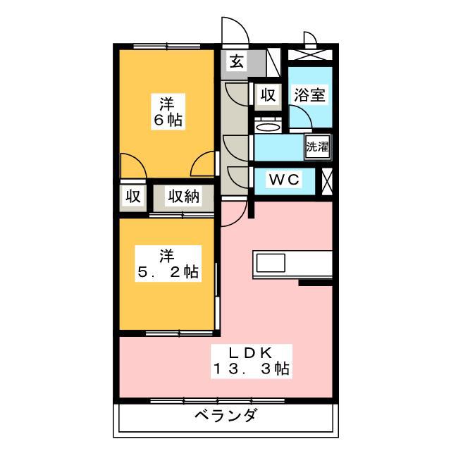 コート沼津(2LDK/1階)の間取り写真
