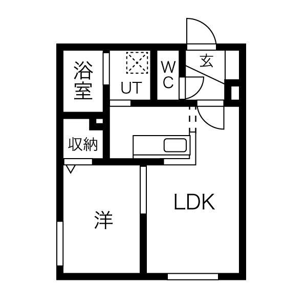 クーデクール北円山(1LDK/4階)の間取り写真