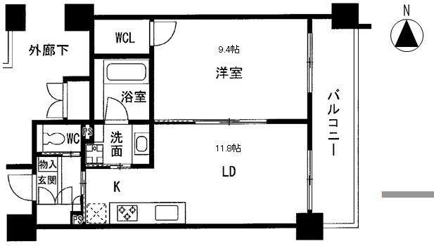 クリプトメリア目黒(1LDK/2階)の間取り写真