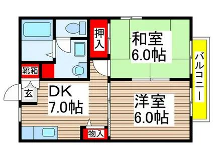 リヴェールたかはし(2DK/2階)の間取り写真