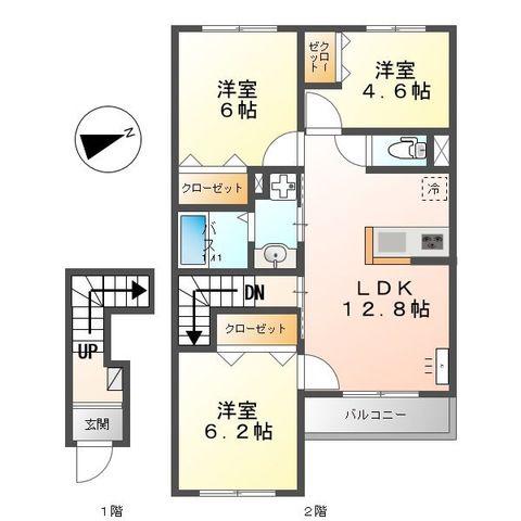 パストラル津倉(3LDK/2階)の間取り写真