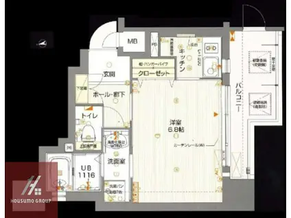 エイペックス大阪城西(1K/11階)の間取り写真