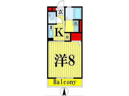 ボヌール(1K/2階)の間取り写真